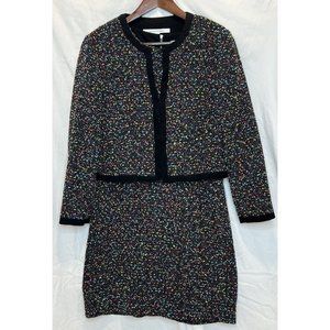 Diane Von Furstenberg Emery Tweed Multicolor  Textured Jacket & Shift Dress Sz 6